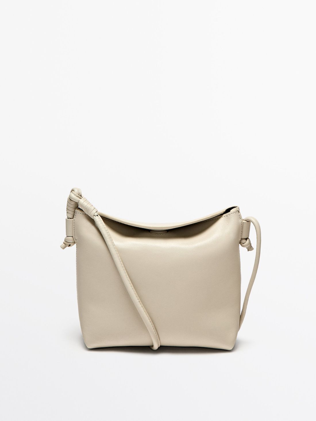 Massimo Dutti Nappa Leather Women Crossbody Bag Beige | US-PN0297145