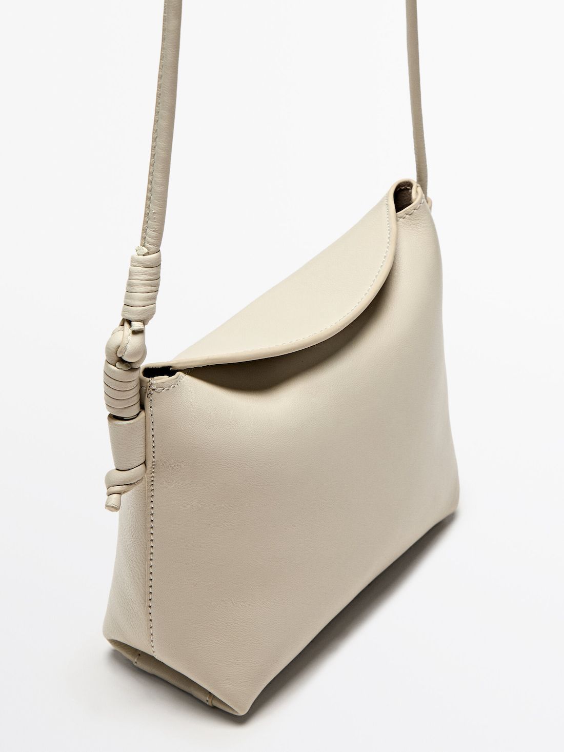 Massimo Dutti Nappa Leather Women Crossbody Bag Beige | US-PN0297145