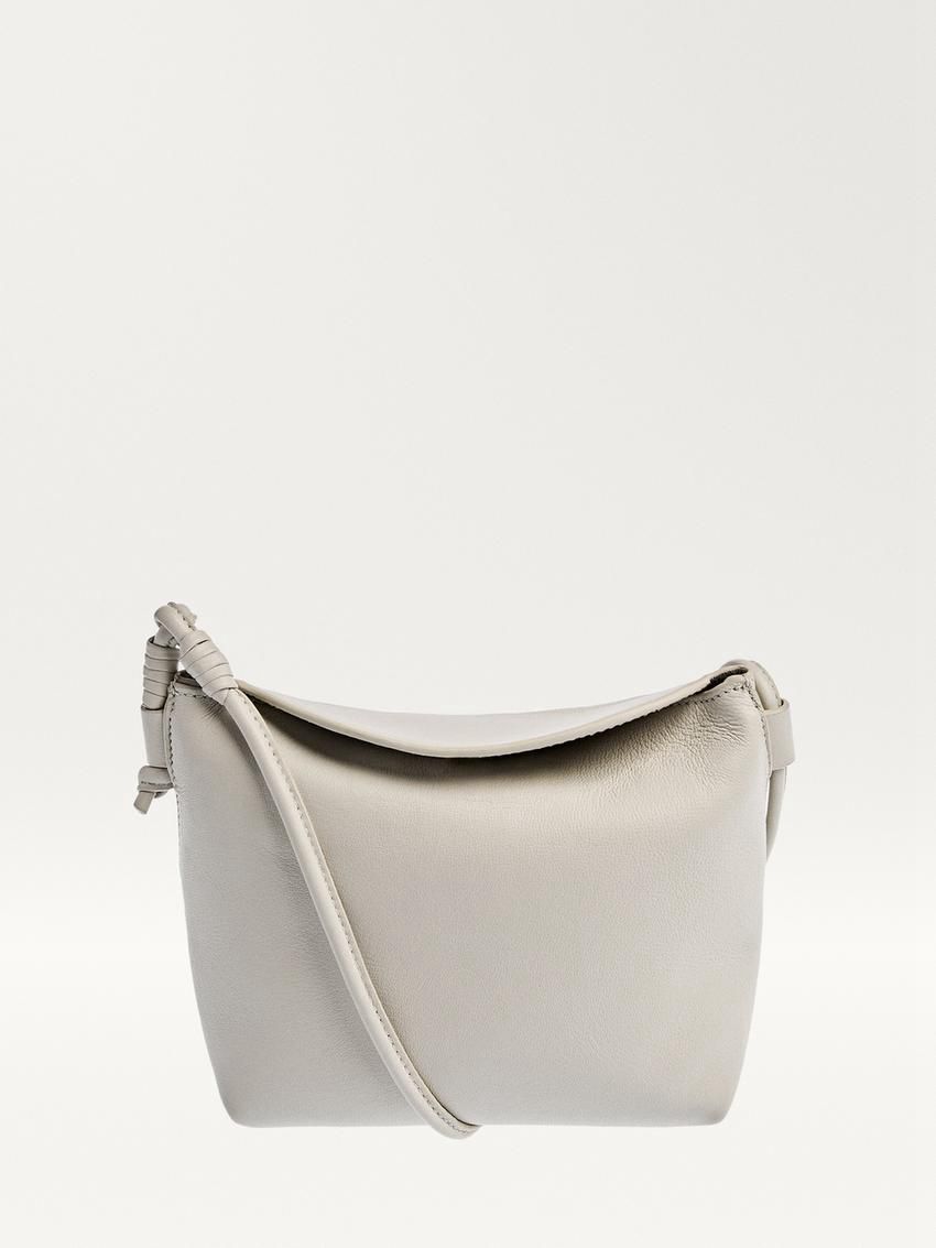 Massimo Dutti Nappa Leather Women Crossbody Bag Beige | US-PN0297145