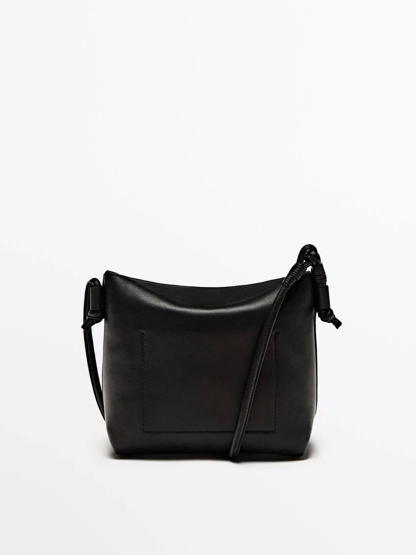 Massimo Dutti Nappa Leather Women Crossbody Bag Black | US-KT8647913
