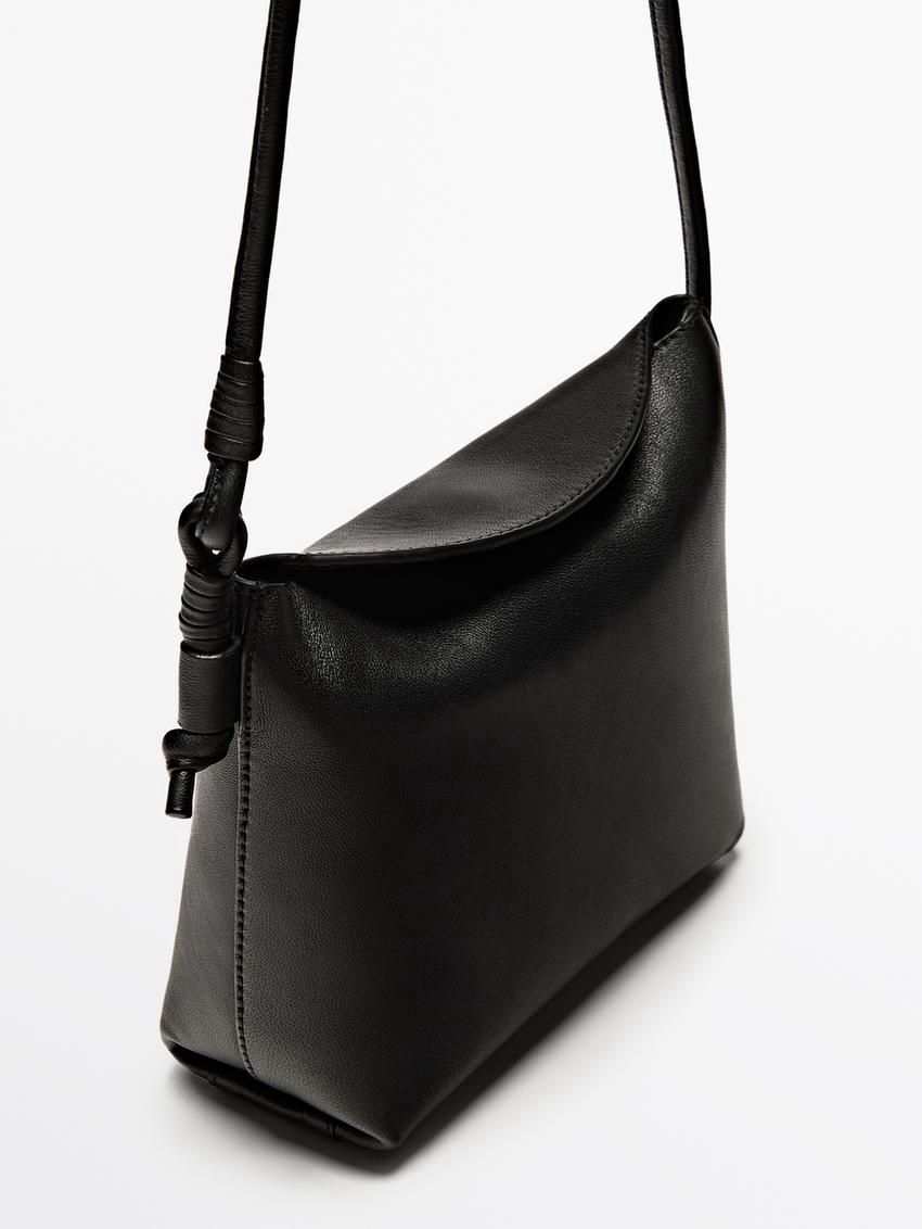 Massimo Dutti Nappa Leather Women Crossbody Bag Black | US-KT8647913