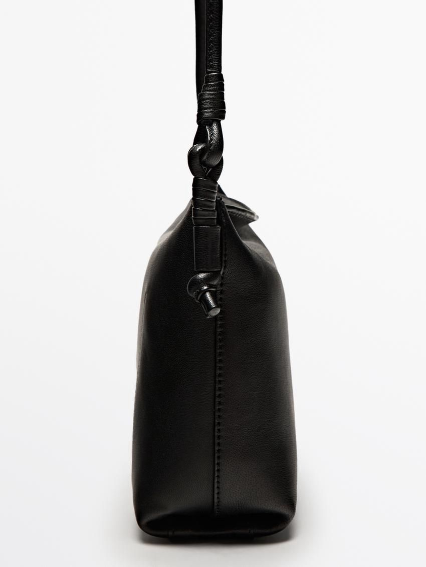 Massimo Dutti Nappa Leather Women Crossbody Bag Black | US-KT8647913