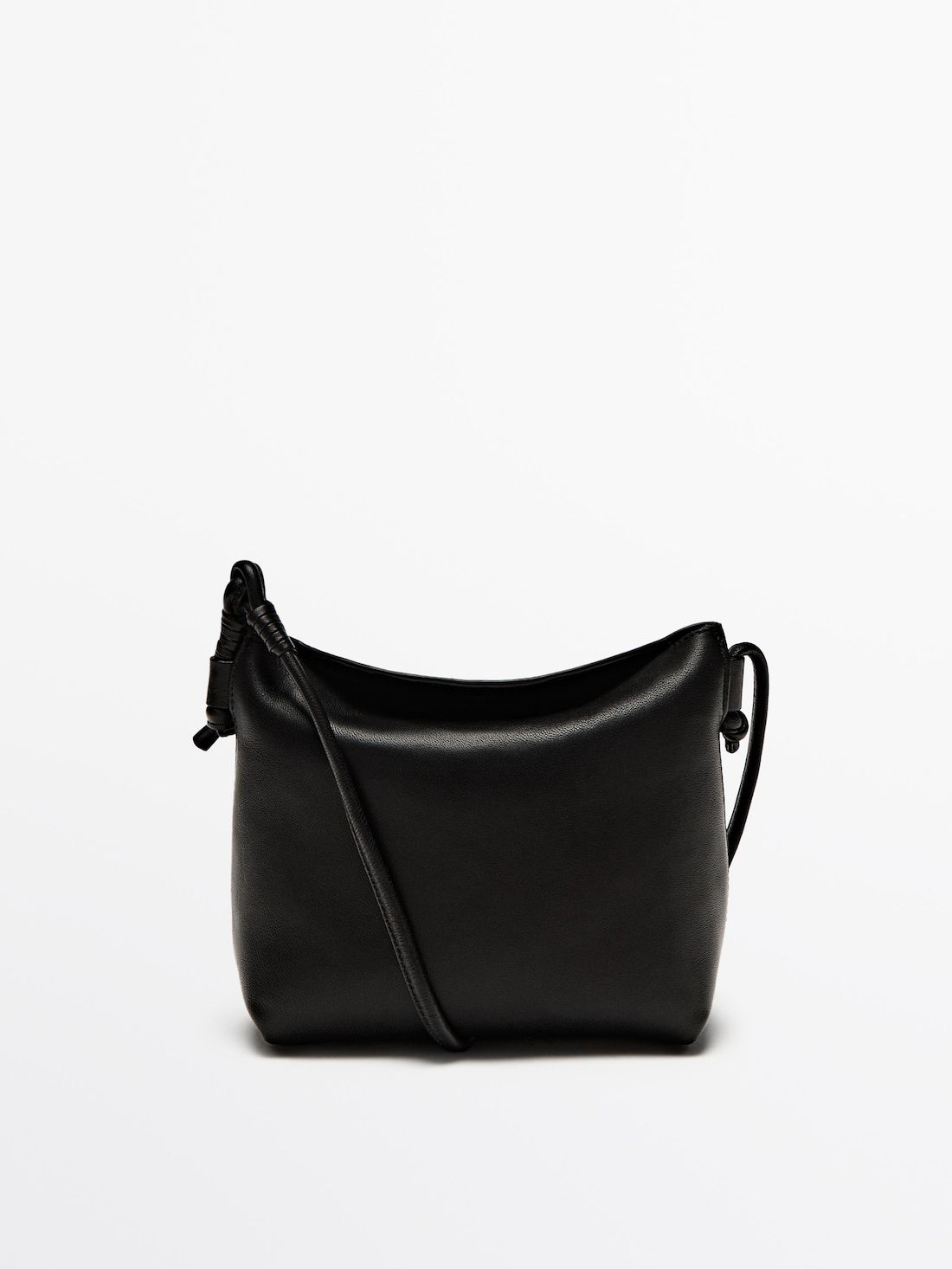 Massimo Dutti Nappa Leather Women Crossbody Bag Black | US-KT8647913