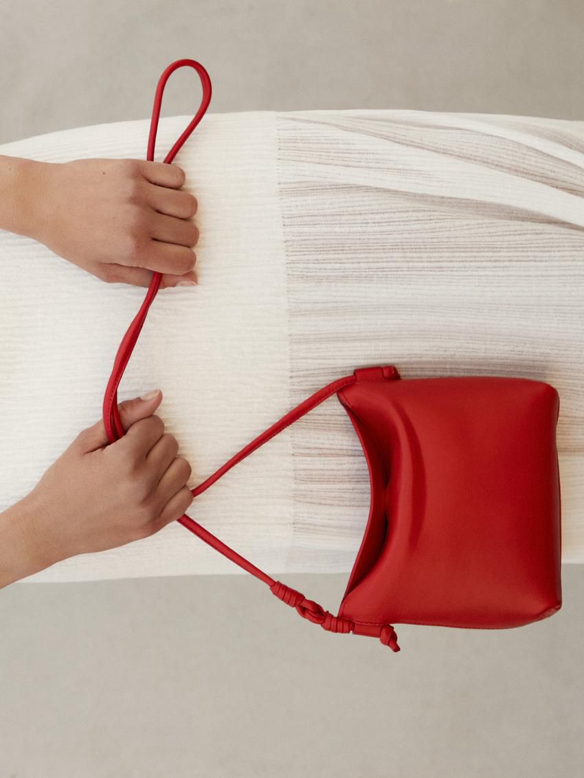 Massimo Dutti Nappa Leather Women Crossbody Bag Red | US-FR9736028