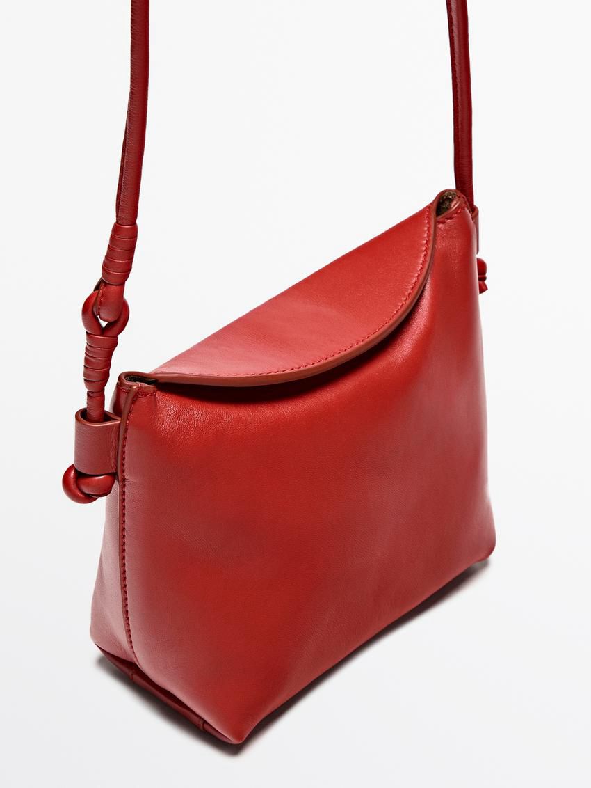 Massimo Dutti Nappa Leather Women Crossbody Bag Red | US-FR9736028