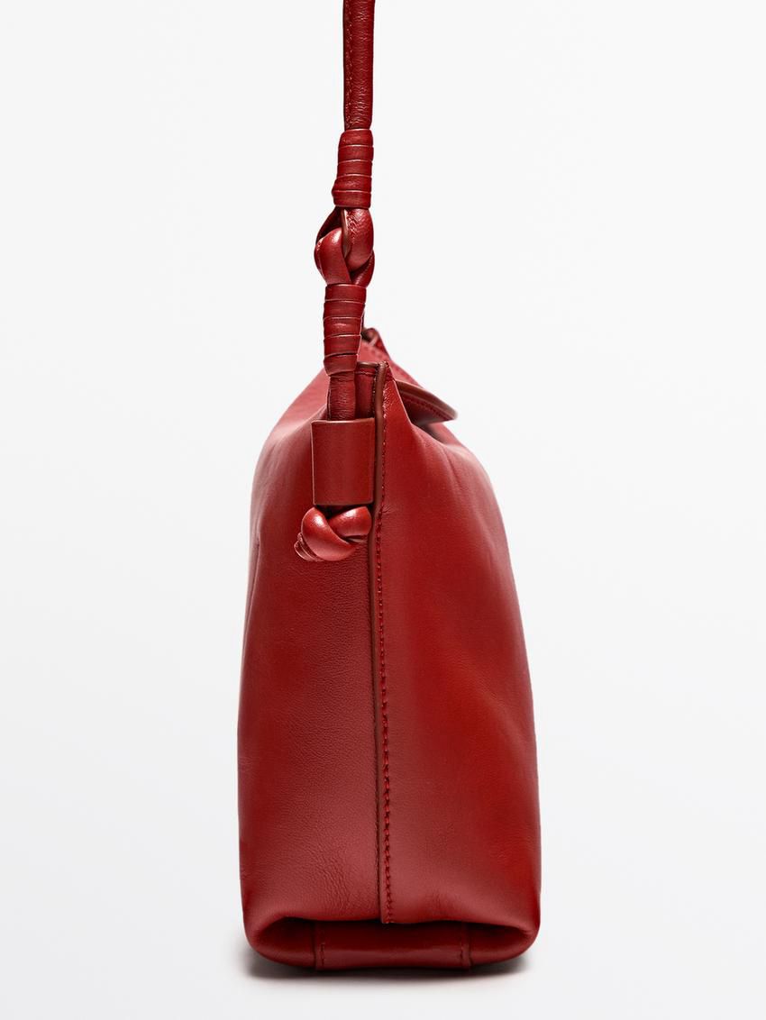 Massimo Dutti Nappa Leather Women Crossbody Bag Red | US-FR9736028
