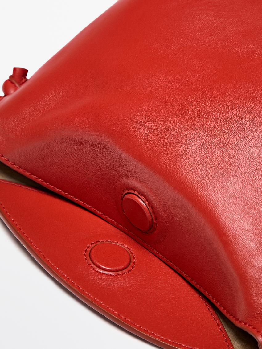 Massimo Dutti Nappa Leather Women Crossbody Bag Red | US-FR9736028