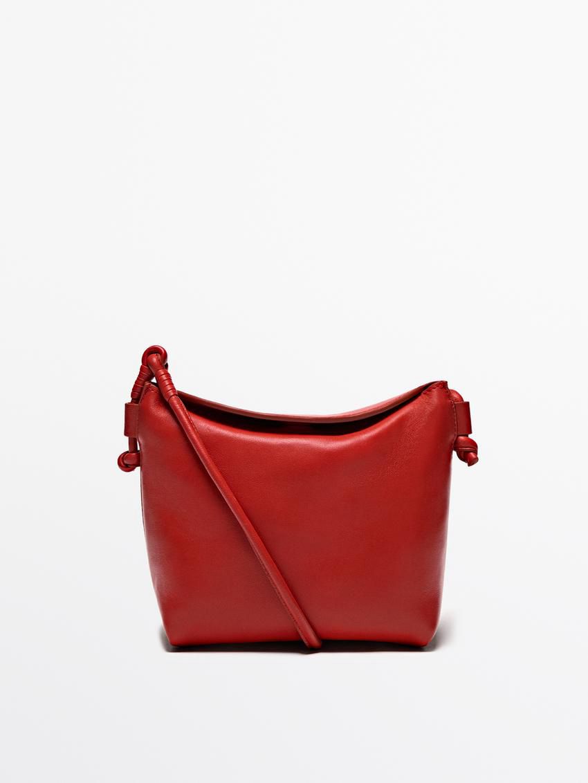 Massimo Dutti Nappa Leather Women Crossbody Bag Red | US-FR9736028