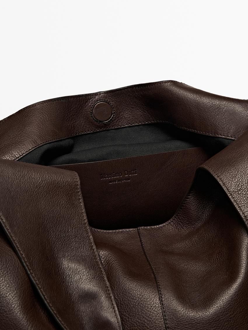 Massimo Dutti Nappa Leather Women Tote Bag Dark Brown | US-TZ4309671