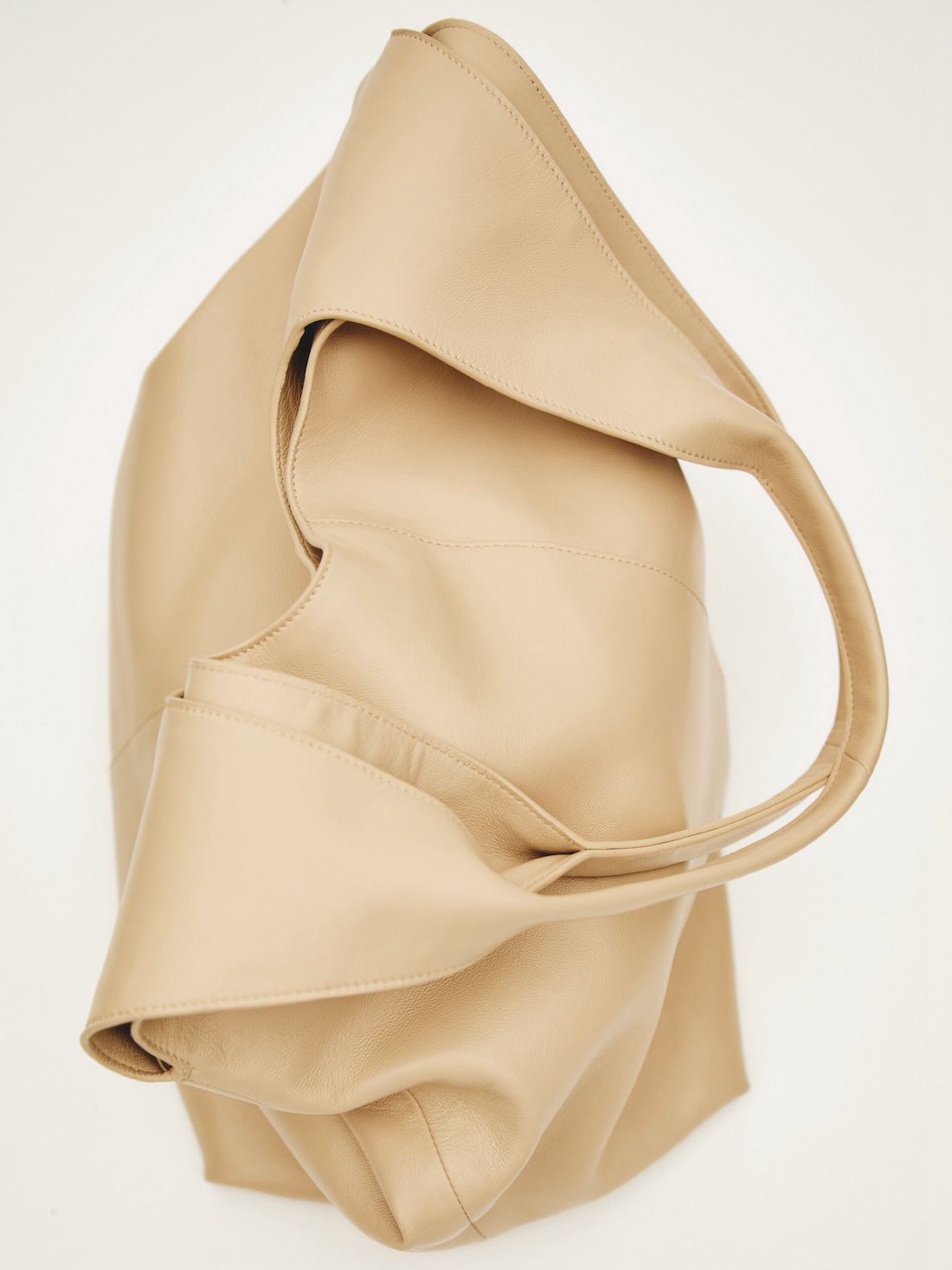 Massimo Dutti Nappa Leather Women Tote Bag Beige | US-GV3792610