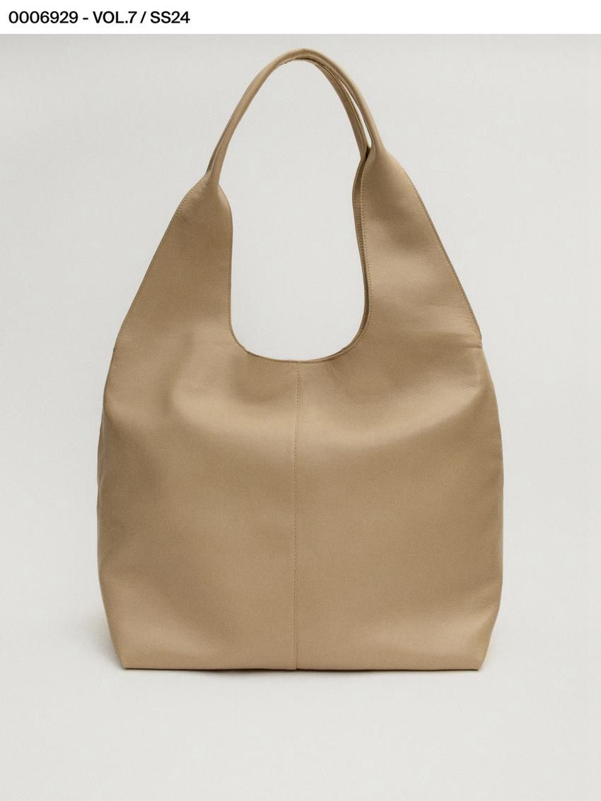 Massimo Dutti Nappa Leather Women Tote Bag Beige | US-GV3792610