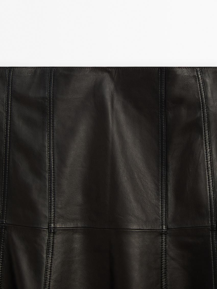Massimo Dutti Nappa Lounce Women Leather Skirt Dark Brown | US-GW5438017