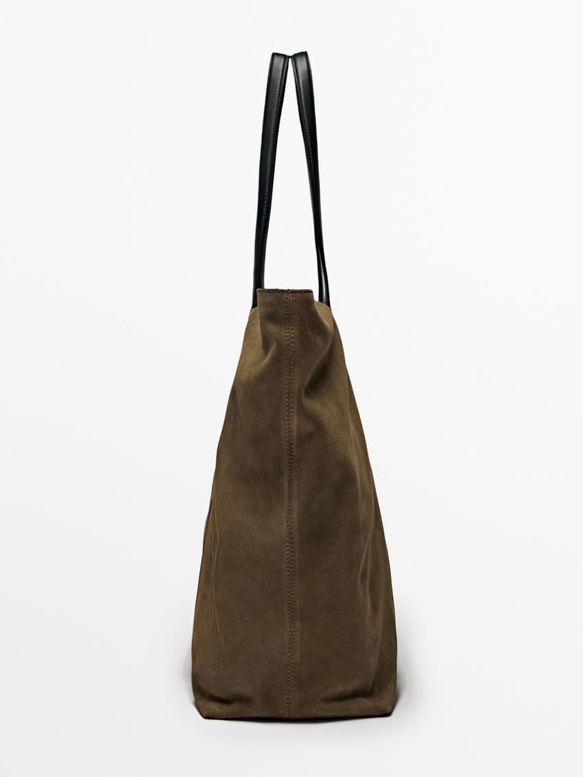 Massimo Dutti Nappa Suede Men Tote Bag Khaki | US-PC5481397