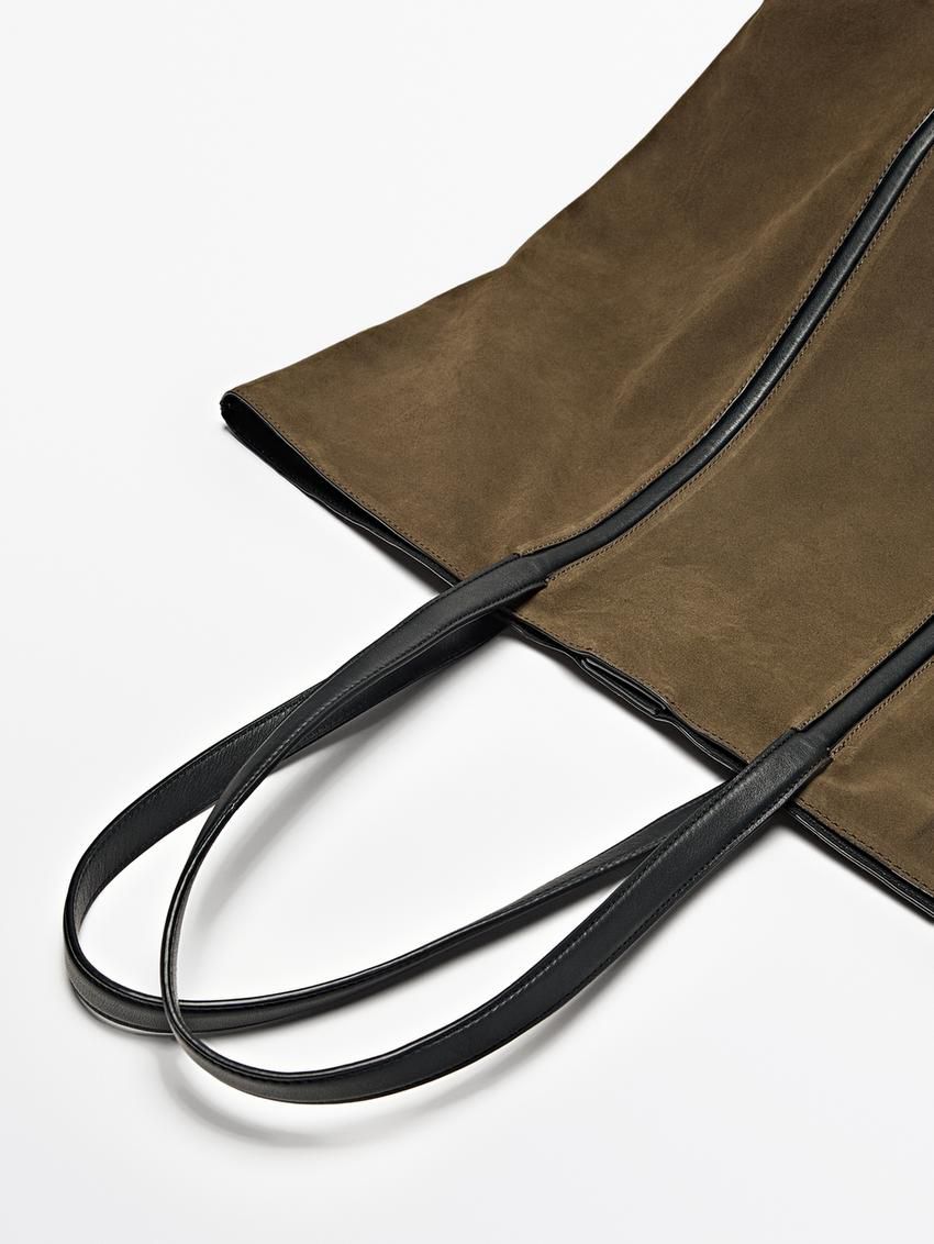 Massimo Dutti Nappa Suede Men Tote Bag Khaki | US-PC5481397