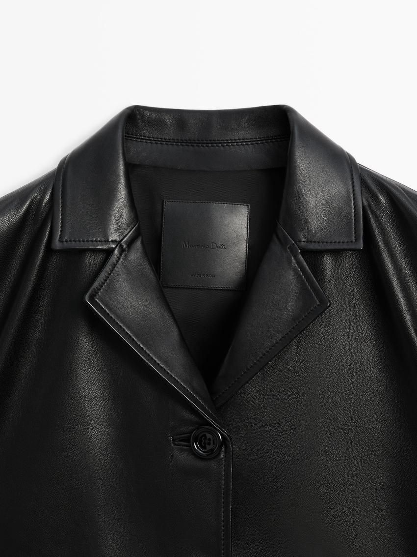 Massimo Dutti Nappa With Buttons Women Leather Jacket Black | US-ER2163057