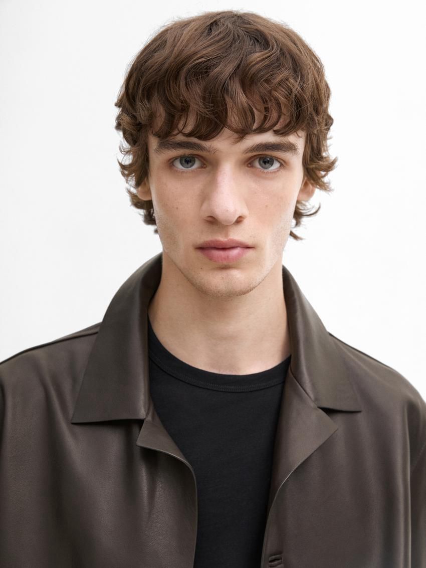 Massimo Dutti Nappa With Patch Pockets Men Leather Jacket Dark Brown | US-WS3427158
