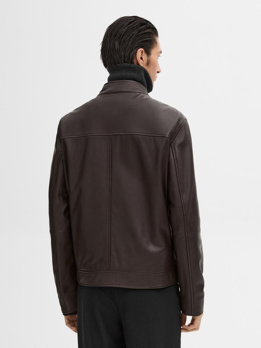 Massimo Dutti Nappa With Pockets Men Leather Jacket Dark Brown | US-EZ1389620
