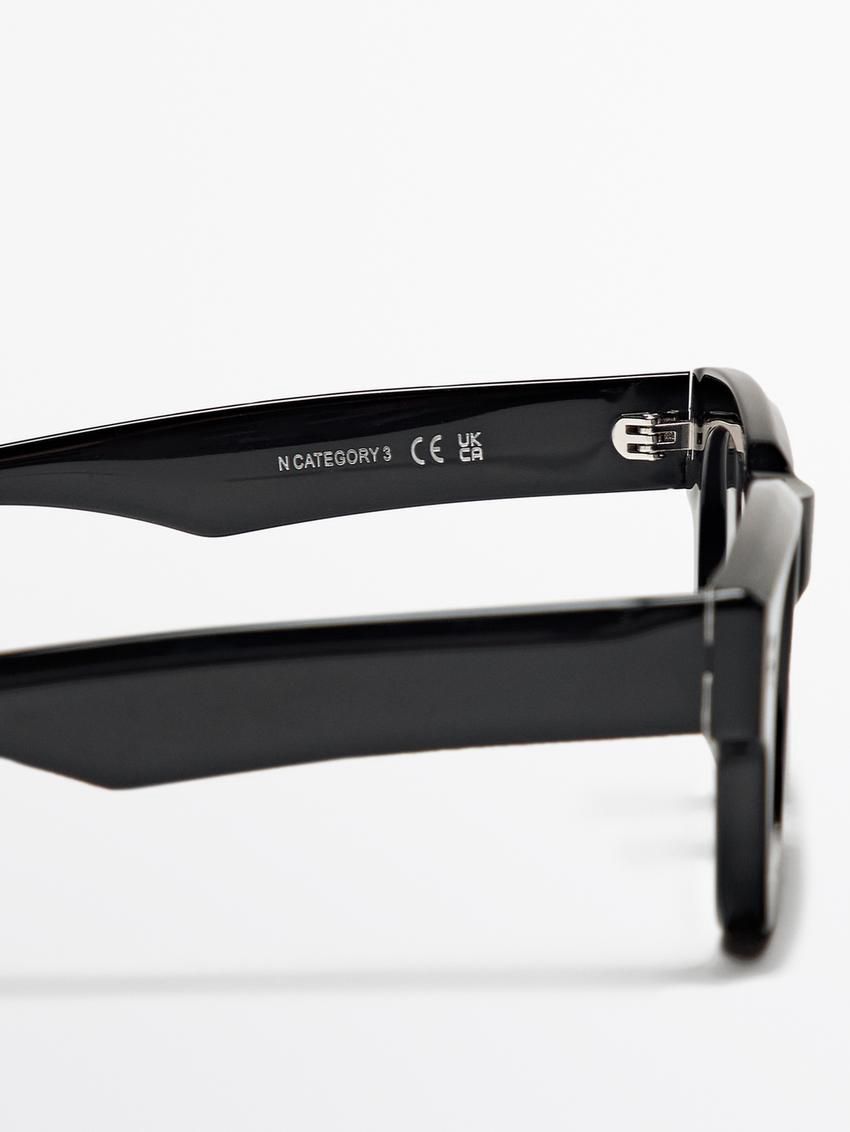 Massimo Dutti Narrow Straight Men Sunglasses Black | US-FL9458063
