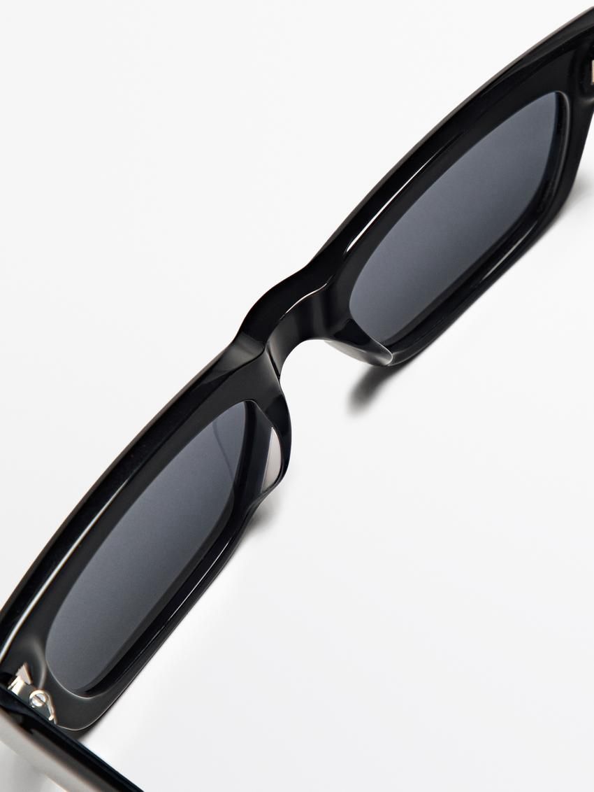 Massimo Dutti Narrow Straight Men Sunglasses Black | US-FL9458063