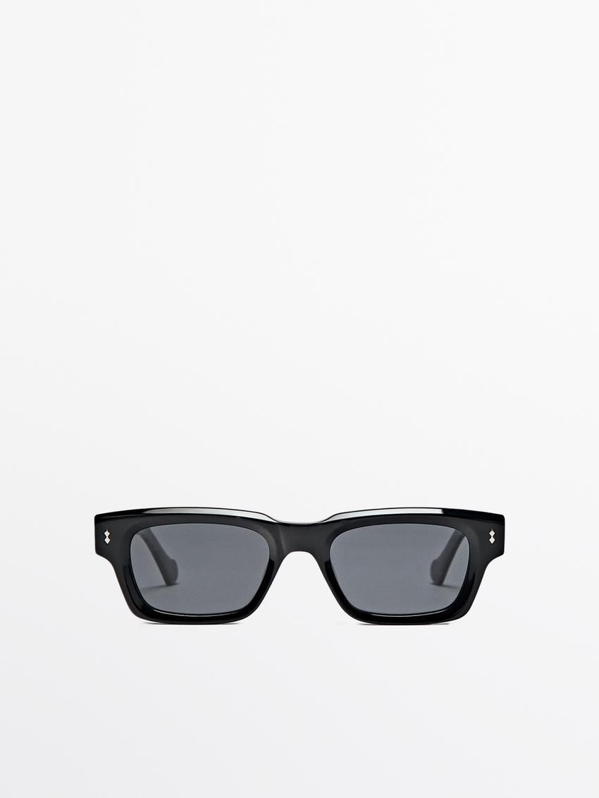 Massimo Dutti Narrow Straight Men Sunglasses Black | US-FL9458063