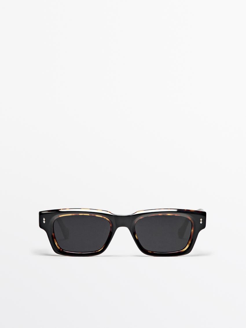 Massimo Dutti Narrow Straight Tortoiseshell-effect Men Sunglasses Brown | US-FY2905781