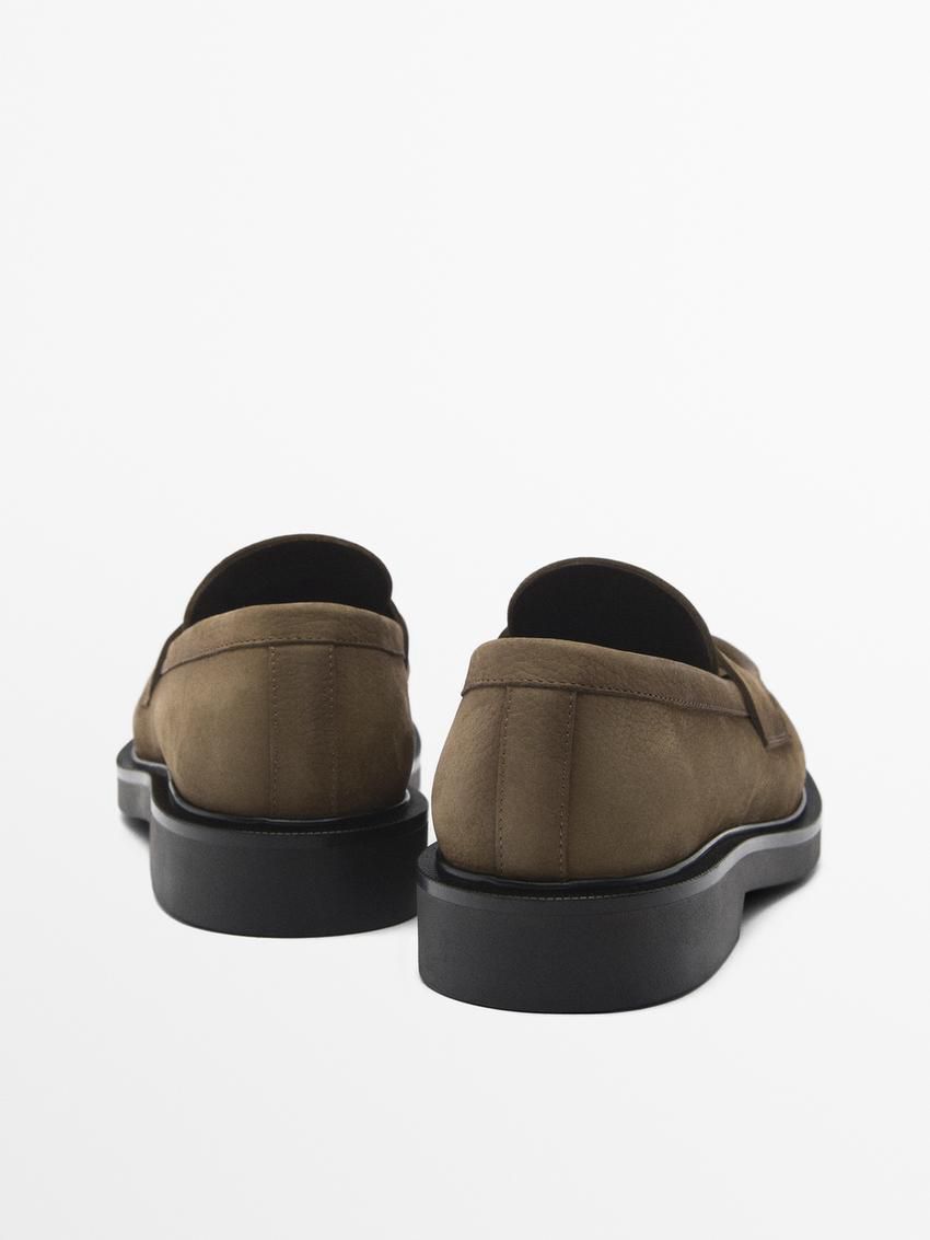 Massimo Dutti Nubuck Men Loafers Khaki Brown | US-JA2314059
