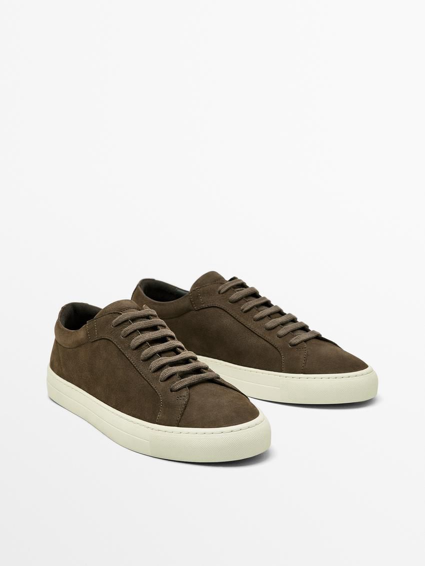 Massimo Dutti Nubuck Men Sneakers Dark Brown | US-ND4125067