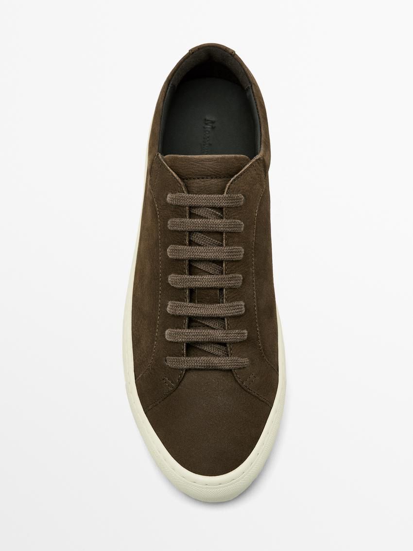 Massimo Dutti Nubuck Men Sneakers Dark Brown | US-ND4125067