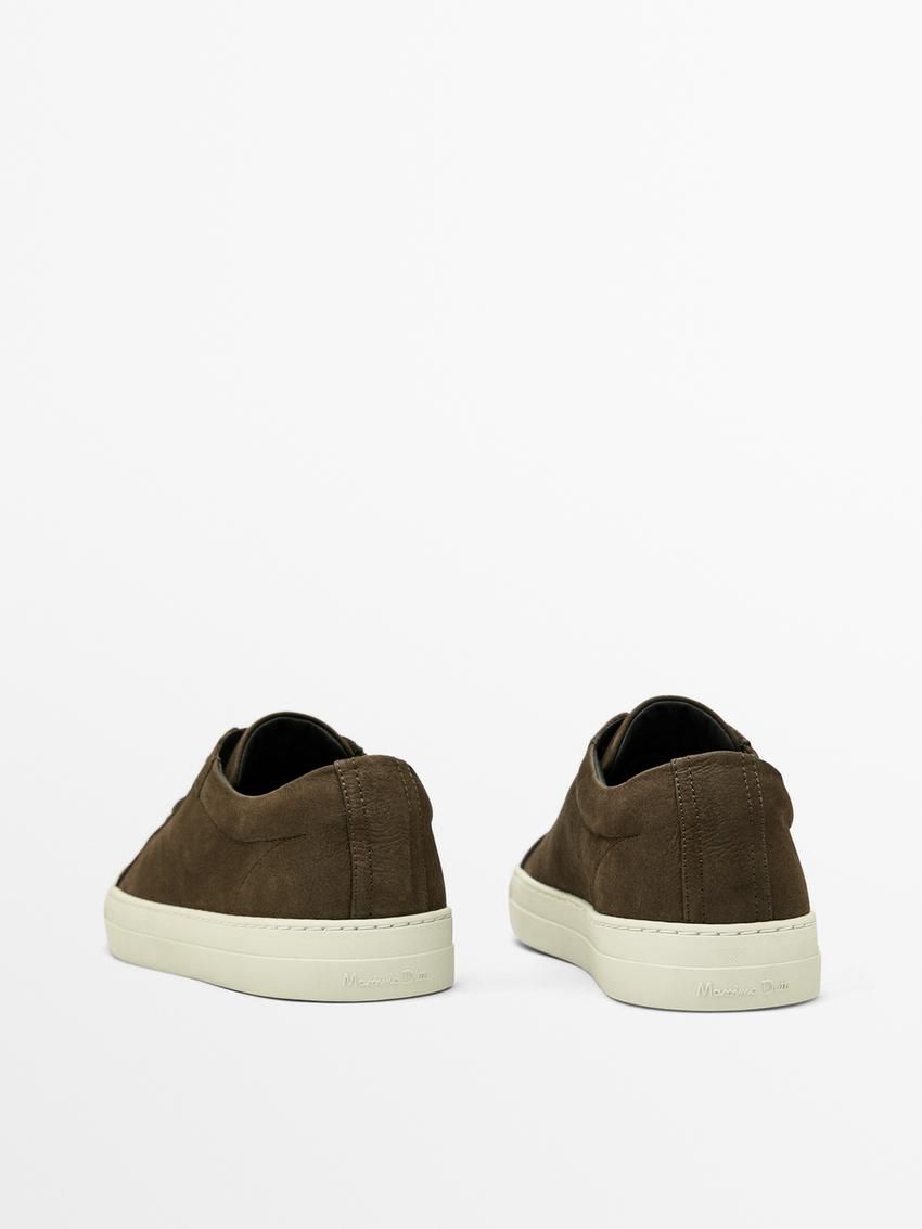 Massimo Dutti Nubuck Men Sneakers Dark Brown | US-ND4125067