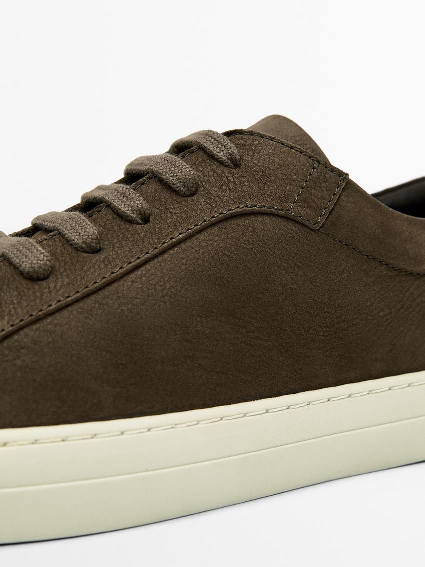 Massimo Dutti Nubuck Men Sneakers Dark Brown | US-ND4125067