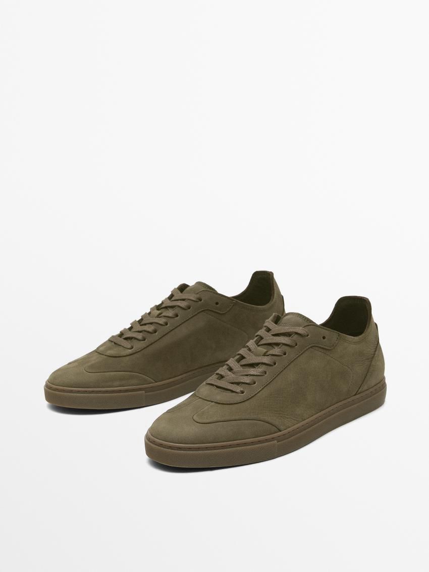 Massimo Dutti Nubuck Men Sneakers Khaki | US-XQ9142367
