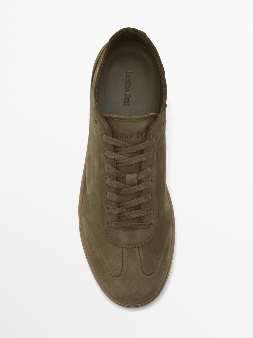 Massimo Dutti Nubuck Men Sneakers Khaki | US-XQ9142367
