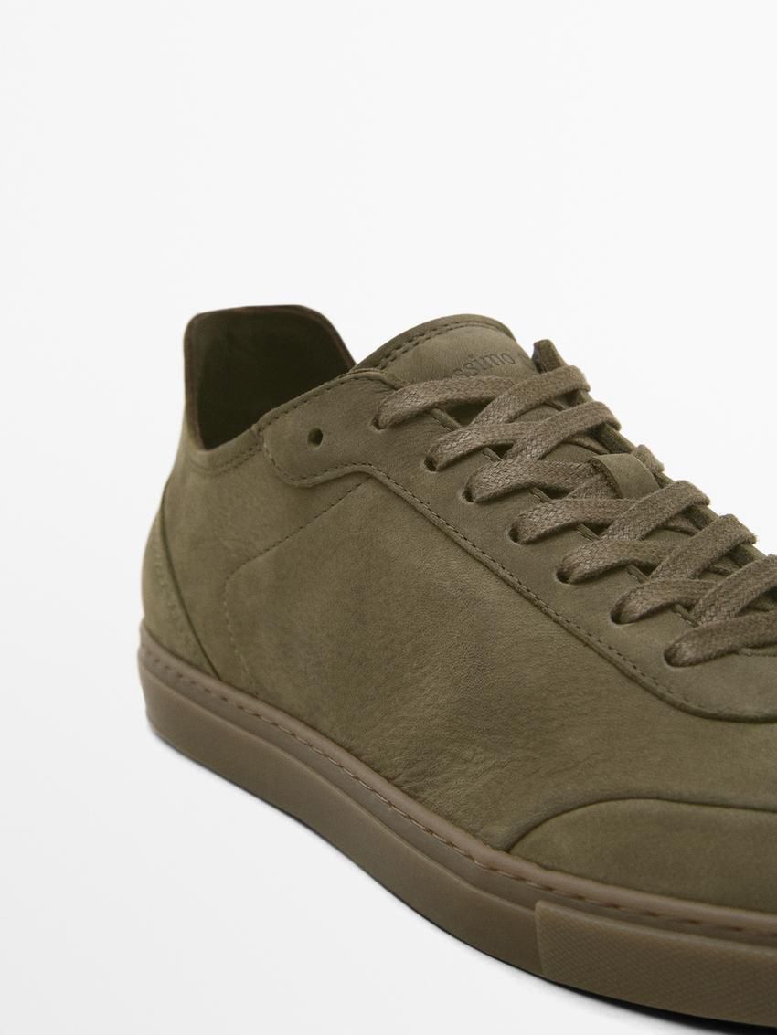 Massimo Dutti Nubuck Men Sneakers Khaki | US-XQ9142367