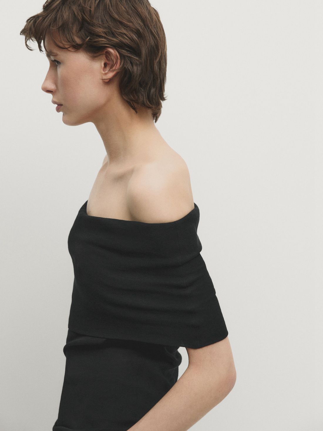 Massimo Dutti Off-the-shoulder Women Top Black | US-KQ3875019