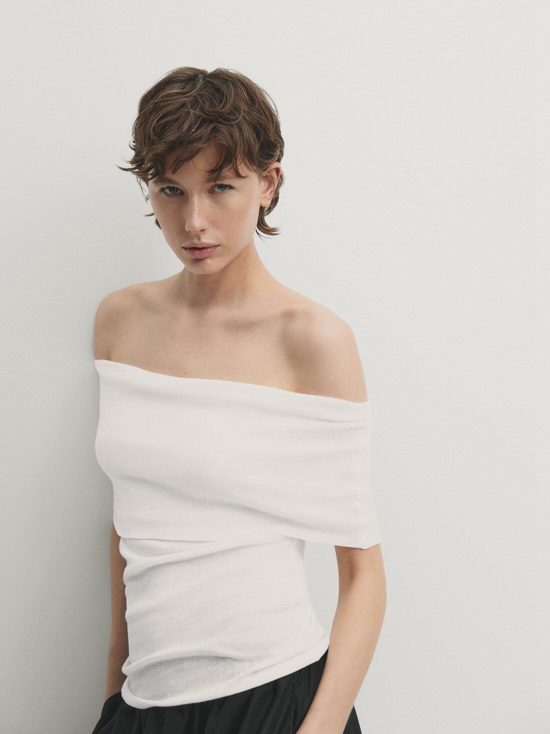 Massimo Dutti Off-the-shoulder Women Top Cream | US-XD4036791