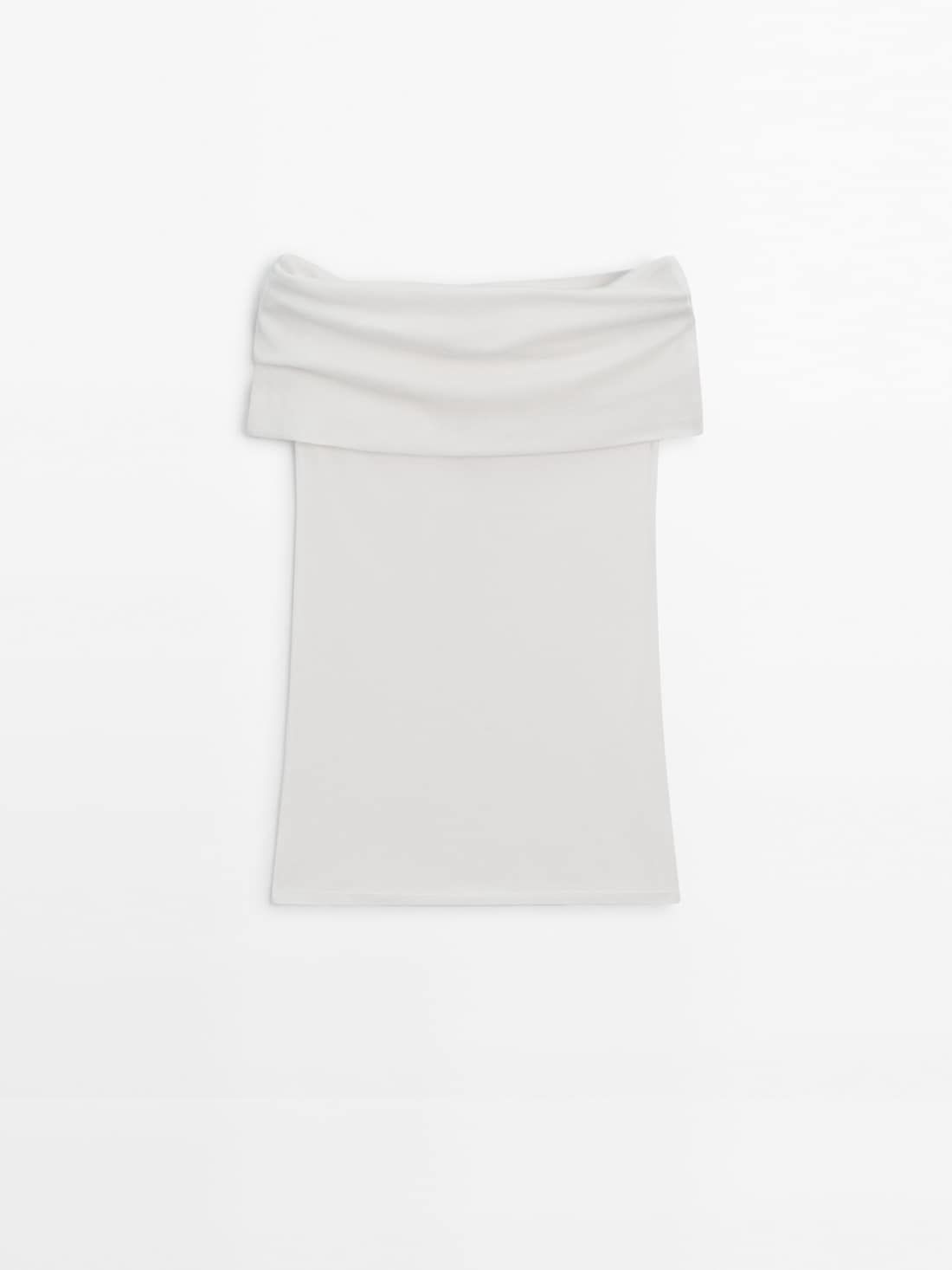 Massimo Dutti Off-the-shoulder Women Top Cream | US-XD4036791