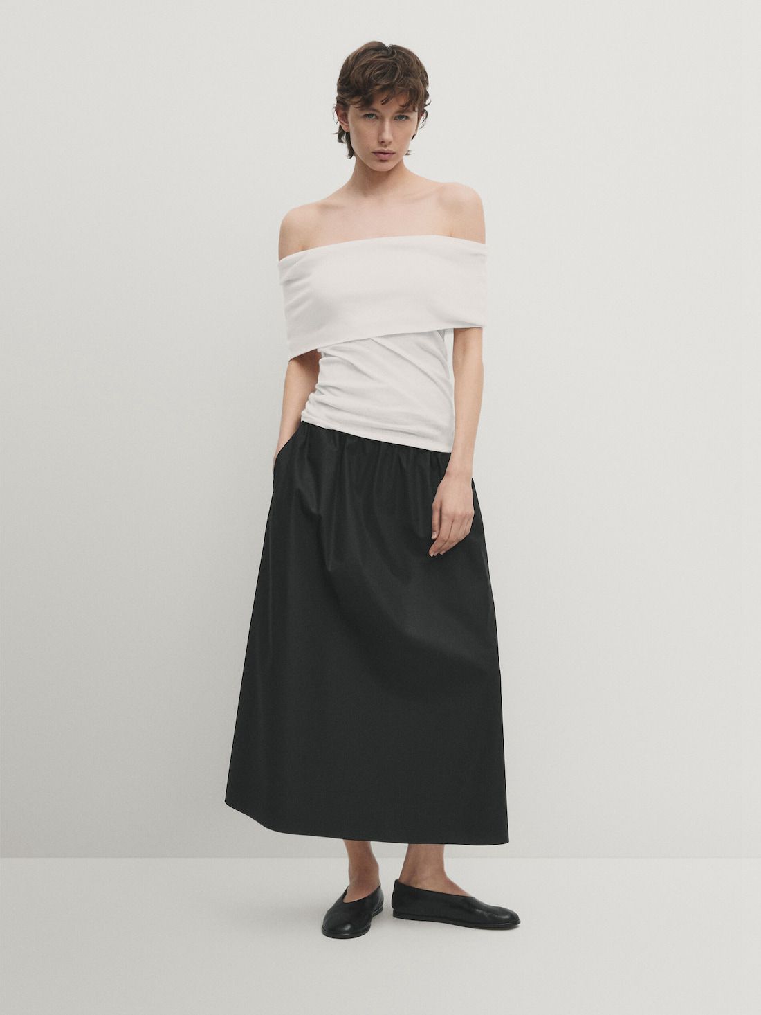 Massimo Dutti Off-the-shoulder Women Top Cream | US-XD4036791