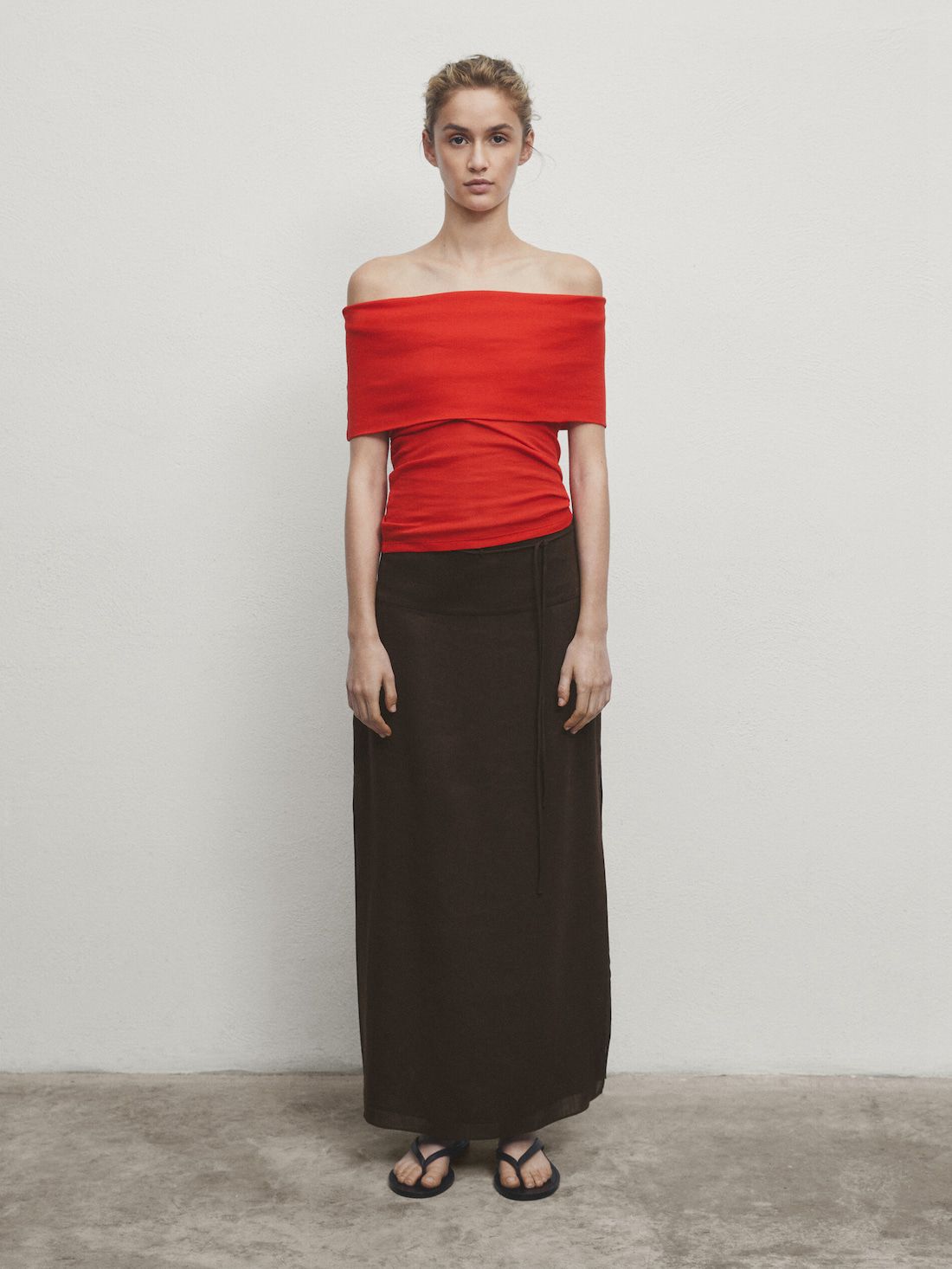 Massimo Dutti Off-the-shoulder Women Top Red | US-XE7091853