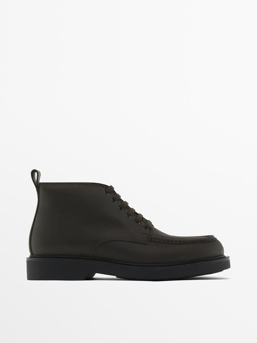 Massimo Dutti Oiled Anklewith Moc Toe Men Boots Dark Brown | US-EN9068152