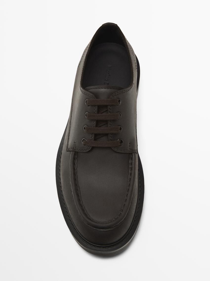 Massimo Dutti Oiled With Moc Toe Men Leather Shoes Dark Brown | US-LW4870295