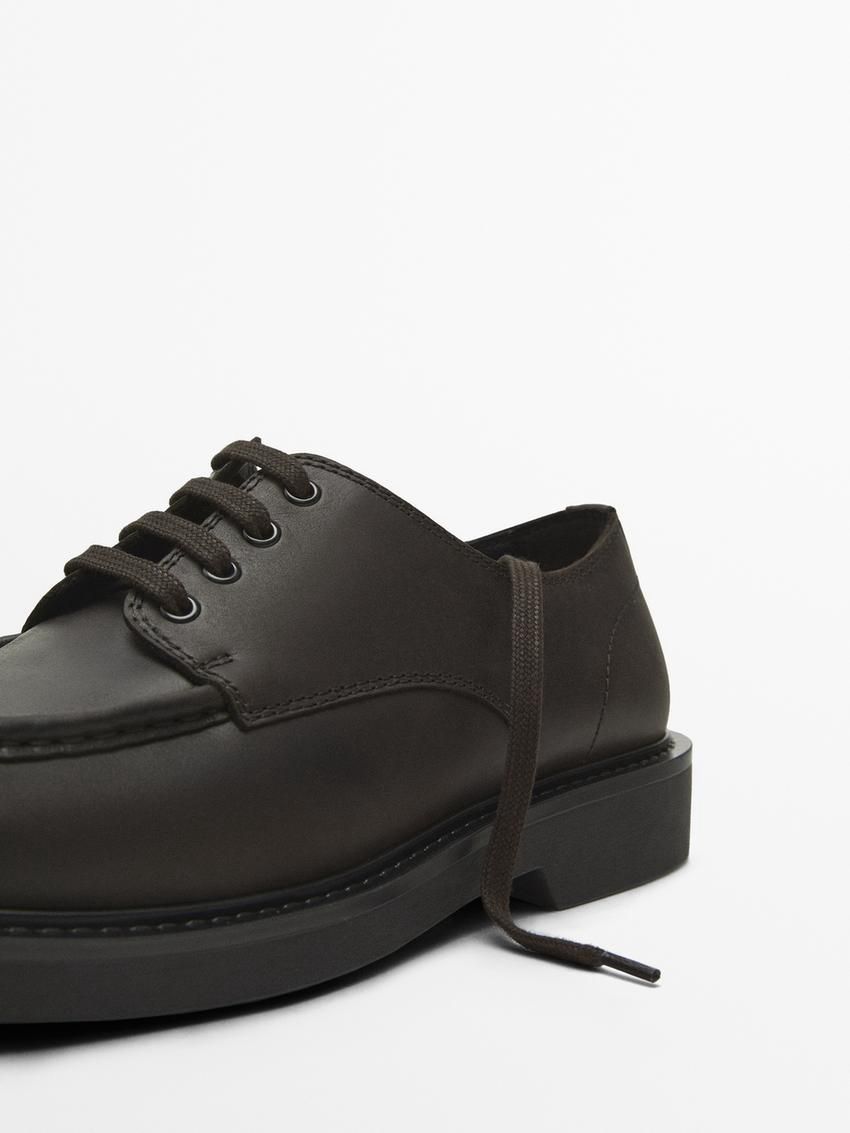 Massimo Dutti Oiled With Moc Toe Men Leather Shoes Dark Brown | US-LW4870295