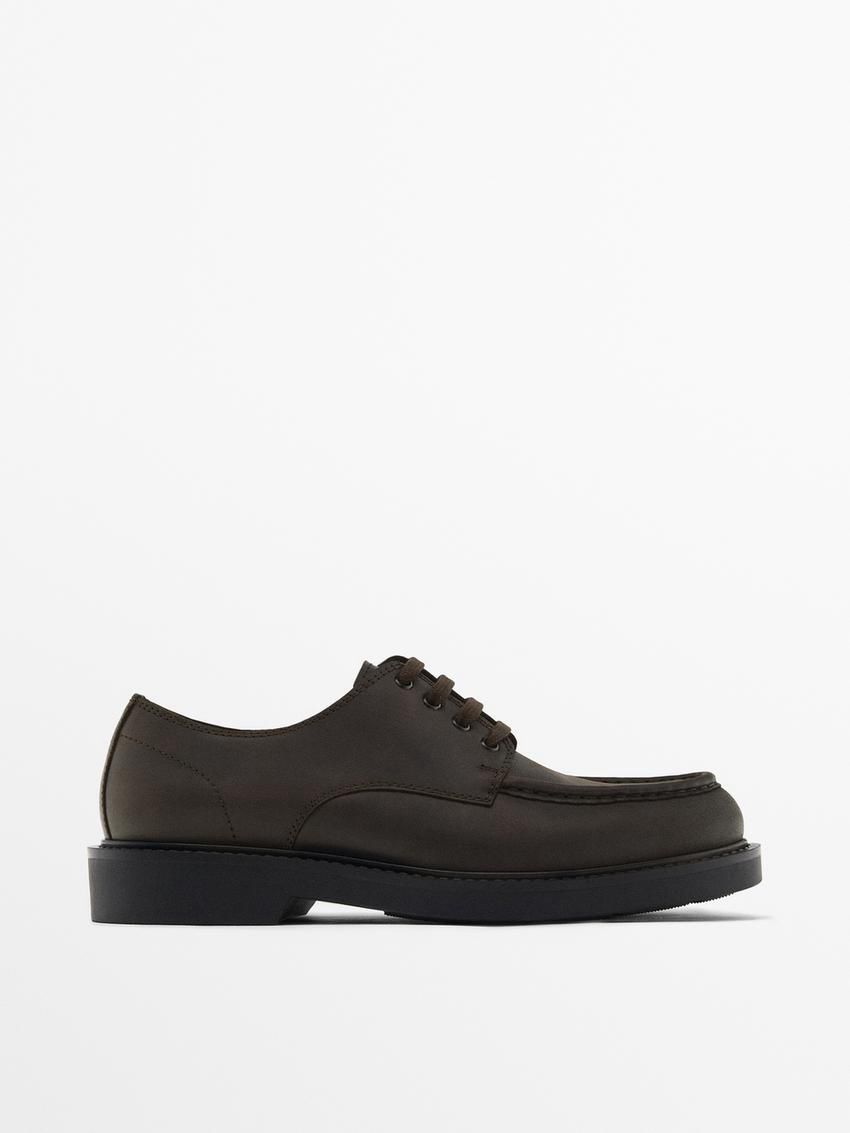 Massimo Dutti Oiled With Moc Toe Men Leather Shoes Dark Brown | US-LW4870295