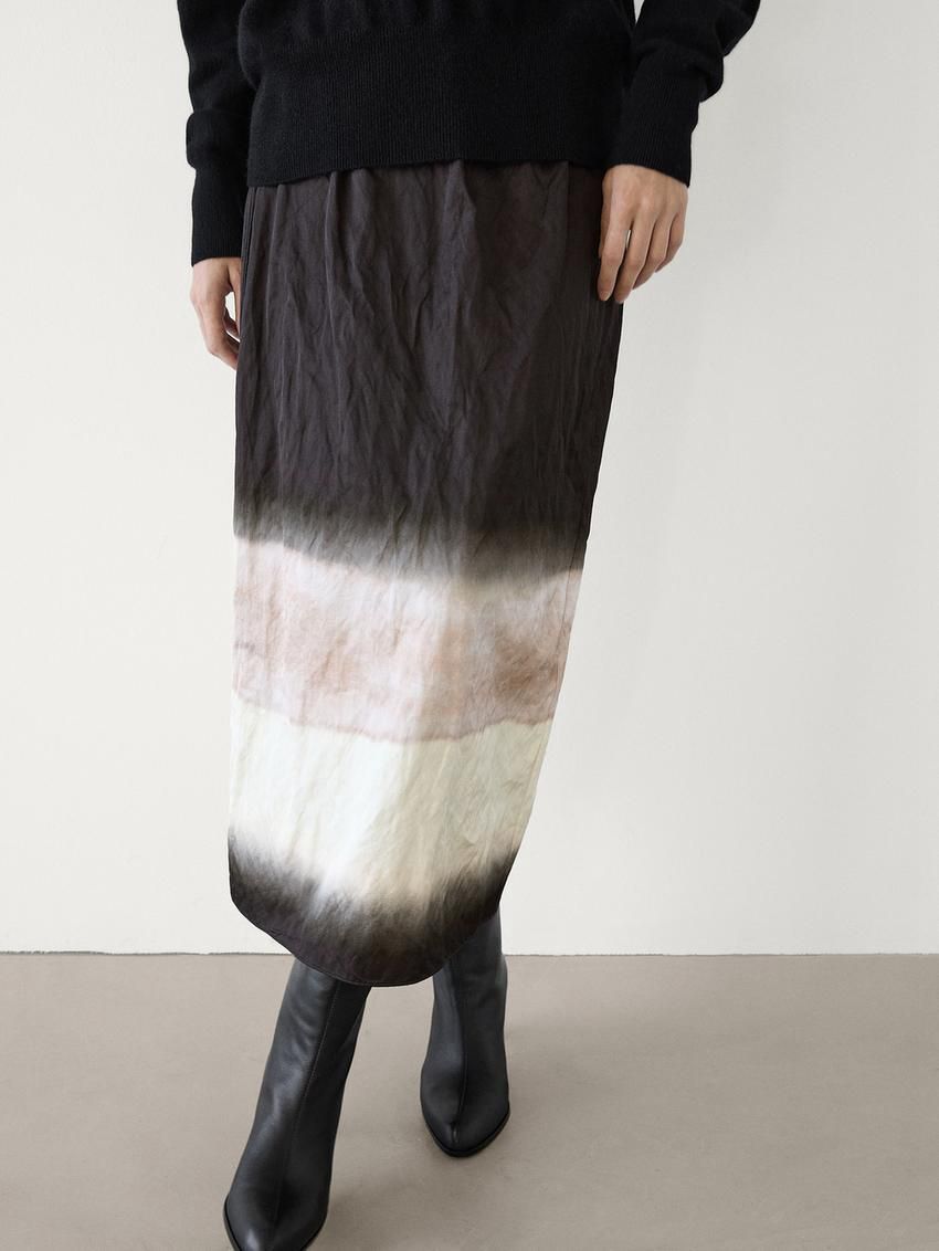 Massimo Dutti Ombré Midi Women Skirts Black / Beige / Cream | US-FC9286170