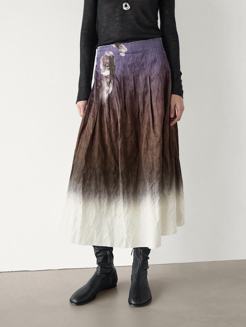 Massimo Dutti Ombré Midi Women Skirts Purple / Dark Brown / Cream | US-XG6109528