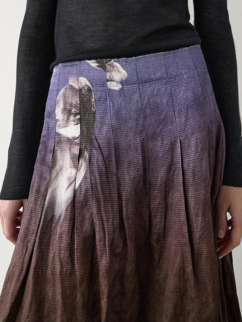 Massimo Dutti Ombré Midi Women Skirts Purple / Dark Brown / Cream | US-XG6109528