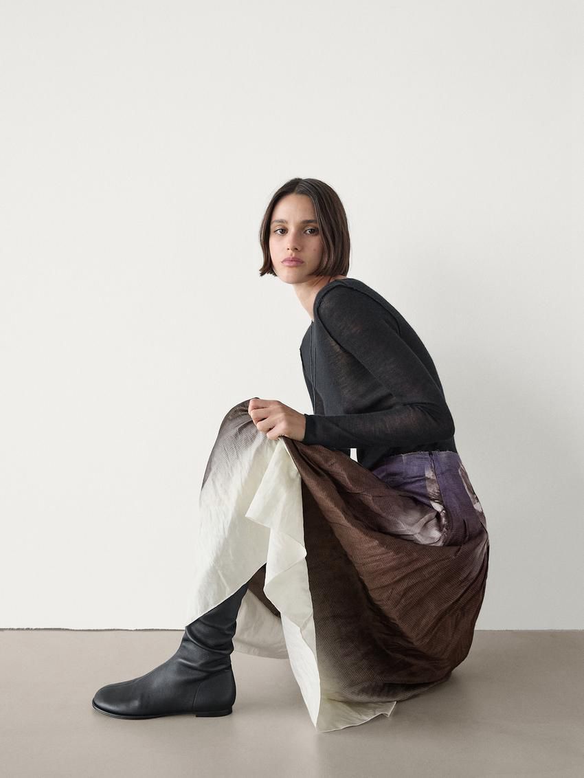 Massimo Dutti Ombré Midi Women Skirts Purple / Dark Brown / Cream | US-XG6109528