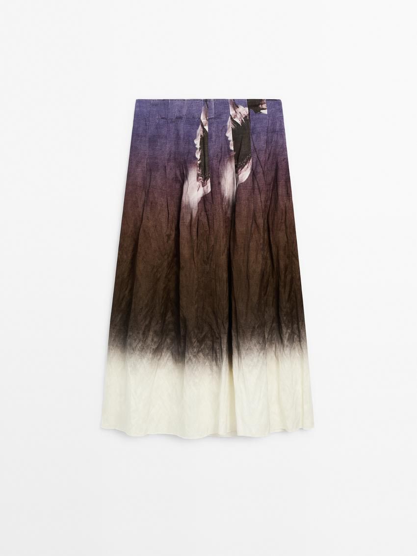Massimo Dutti Ombré Midi Women Skirts Purple / Dark Brown / Cream | US-XG6109528