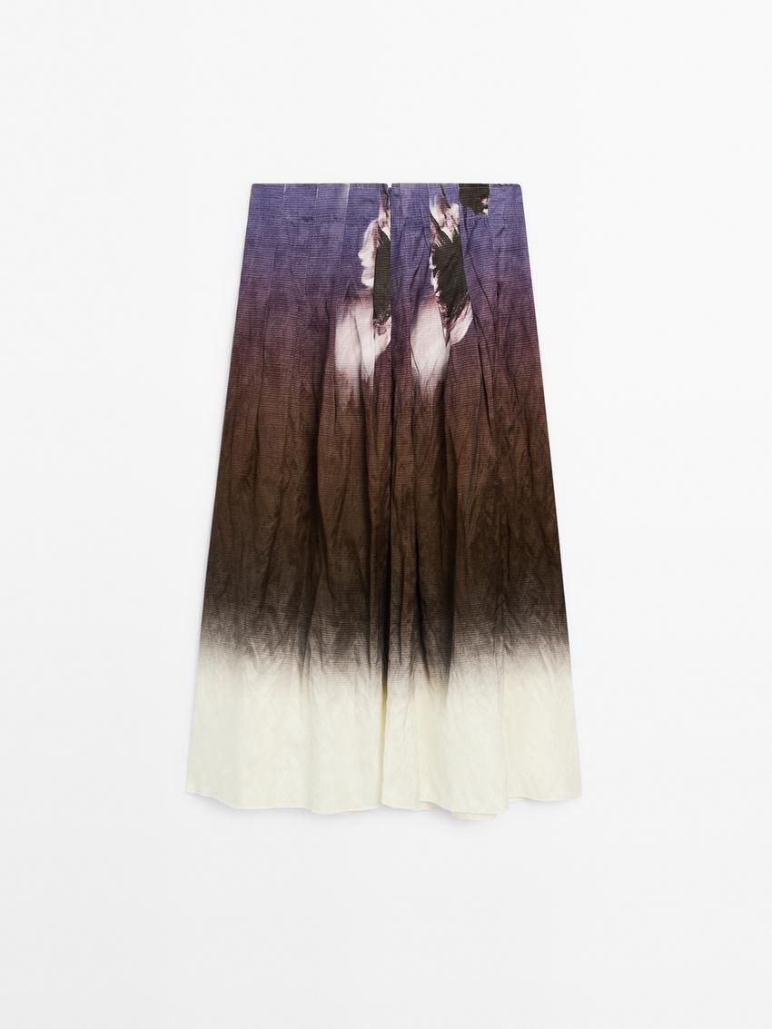 Massimo Dutti Ombré Midi Women Skirts Purple / Dark Brown / Cream | US-XG6109528