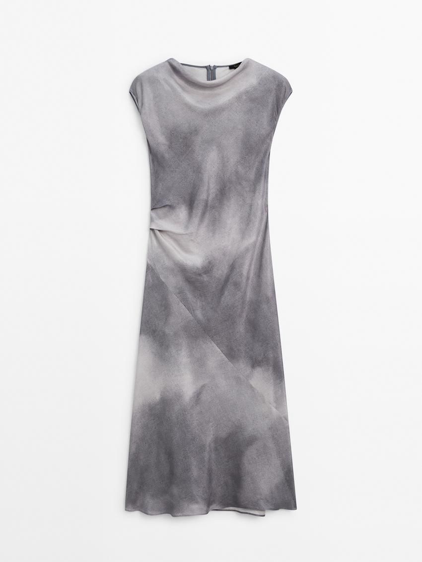 Massimo Dutti Ombré Print Midi Women Dress Grey Blue | US-YD8706245