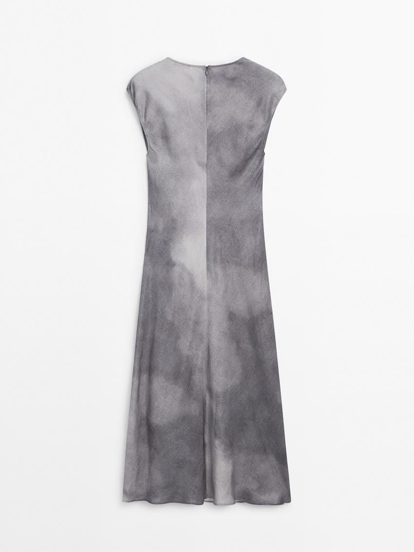 Massimo Dutti Ombré Print Midi Women Dress Grey Blue | US-YD8706245